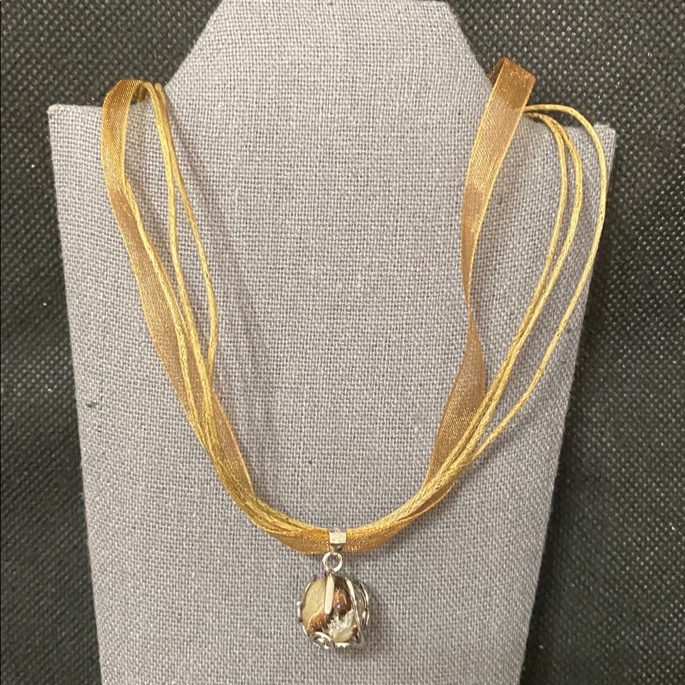 Vintage Sterling Silver pendant with Septarian Dragon Crystal Mineral necklace